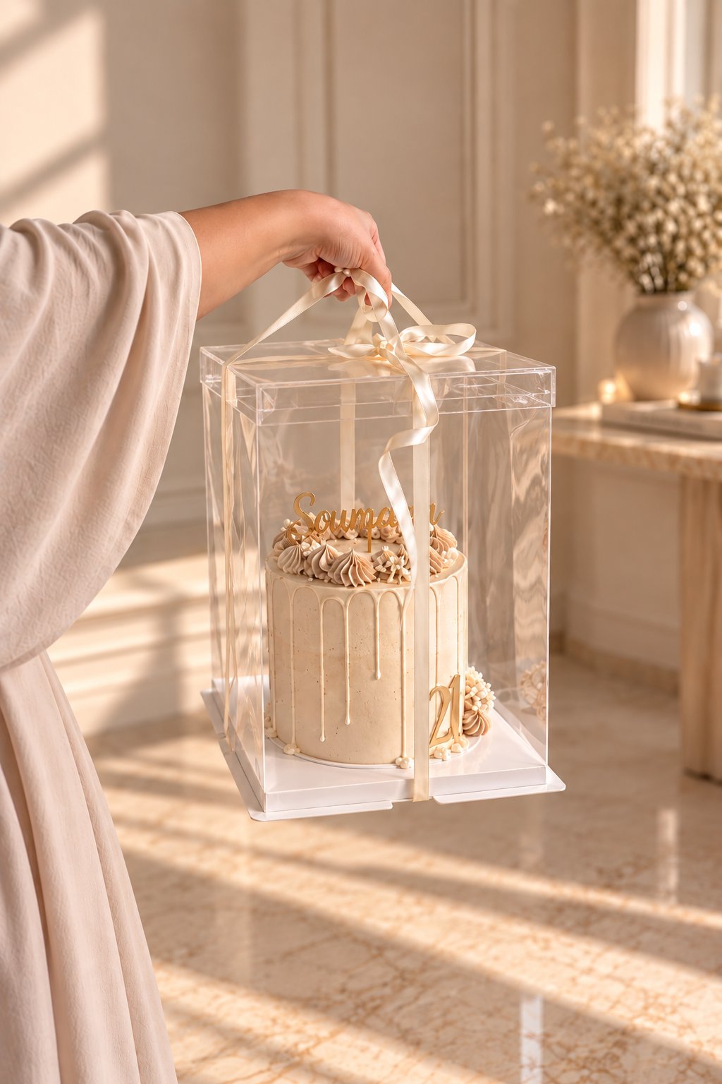 Boite à gâteau transparente - 30 x 30 x 45 cm - 1 pièce