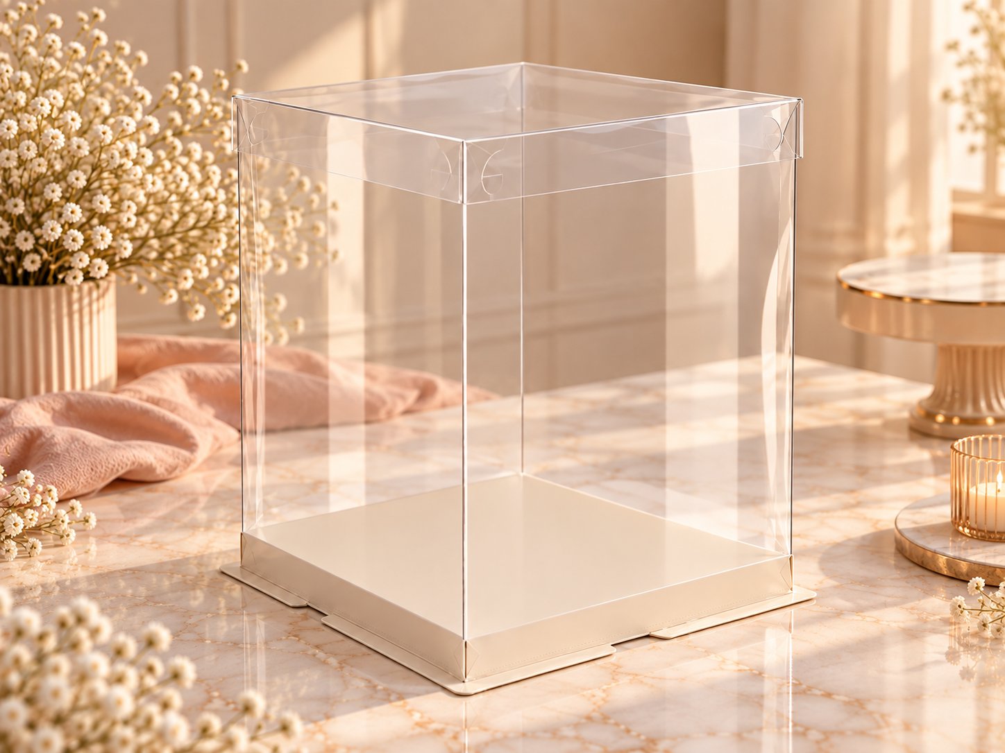 Boite à gâteau transparente - 30 x 30 x 45 cm - 1 pièce